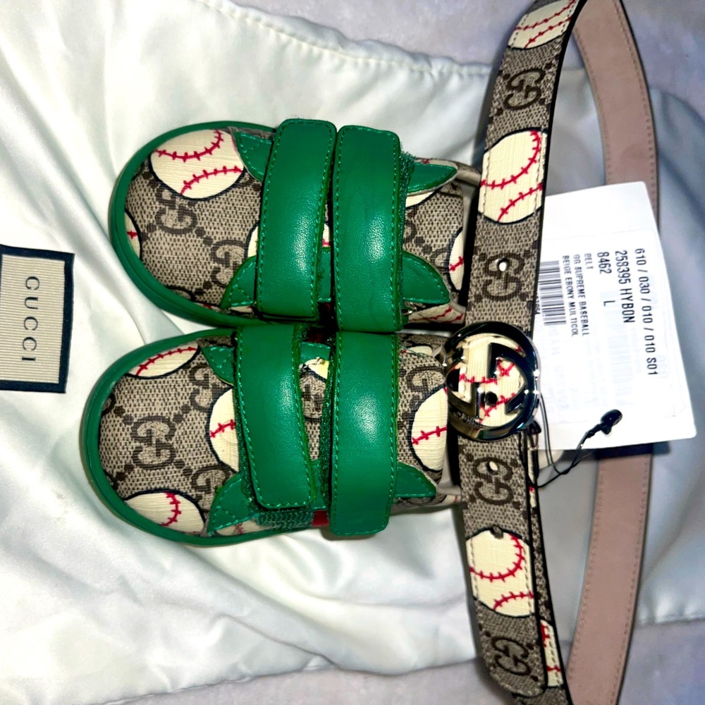 Gucci kids combo set belt and shoes